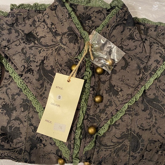 NWT LUCY PARIS BROCADE MILITARY STEAMPUNK JACKET S - Picture 2 of 9